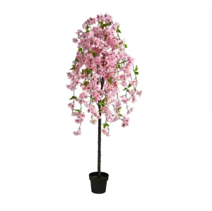 5' Artificial Cherry Blossom Tree - Low Maintenance, Life-Like & Vibrant Silk Trees For Busy People.