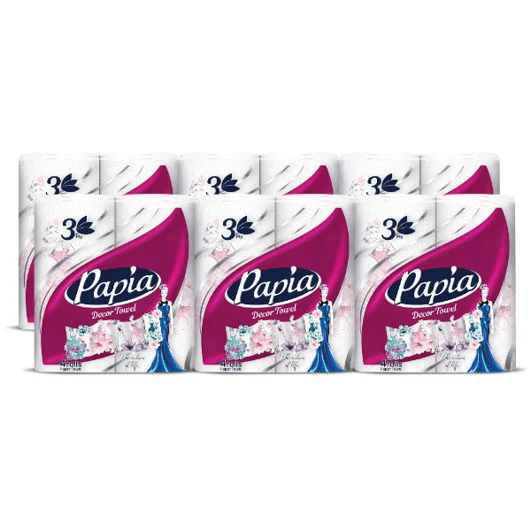 6 x Papia Printed 3ply Kitchen Towels 4 Pack