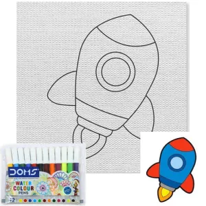 6x6" Printed Canvas Board DIY - Rocket