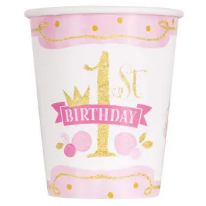 9oz Pink & Gold 1st Birthday Paper Cup (8ct)