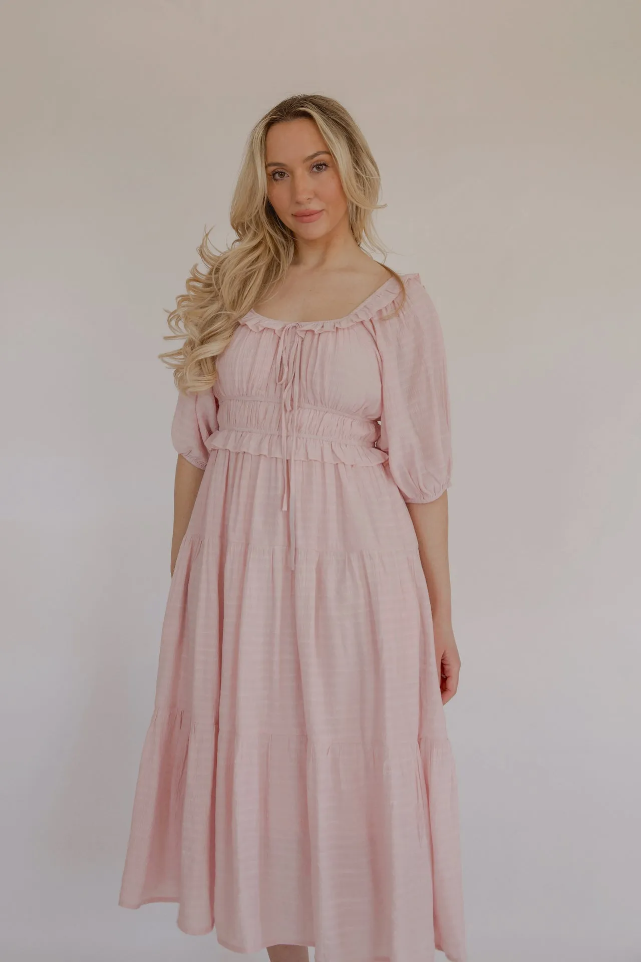 Alina Pink Midi Dress