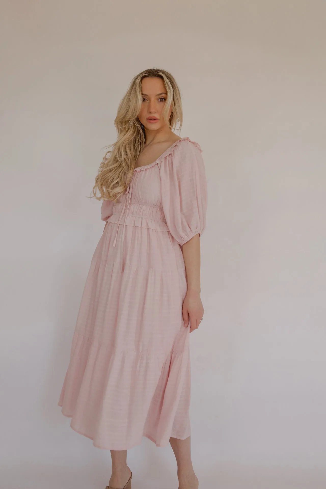 Alina Pink Midi Dress