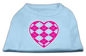 Argyle Heart Pink Screen Print Shirt Baby Blue Sm (10)