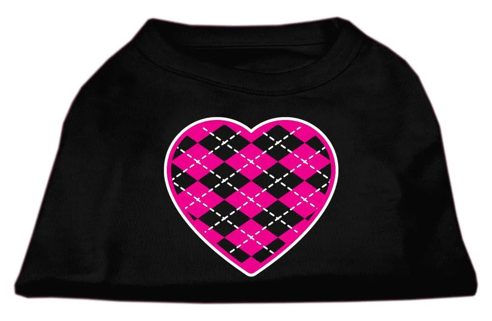 Argyle Heart Pink Screen Print Shirt Black XS (8)