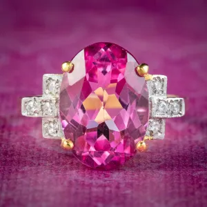 Art Deco Style Pink Topaz Cz Cocktail Ring 6ct Topaz