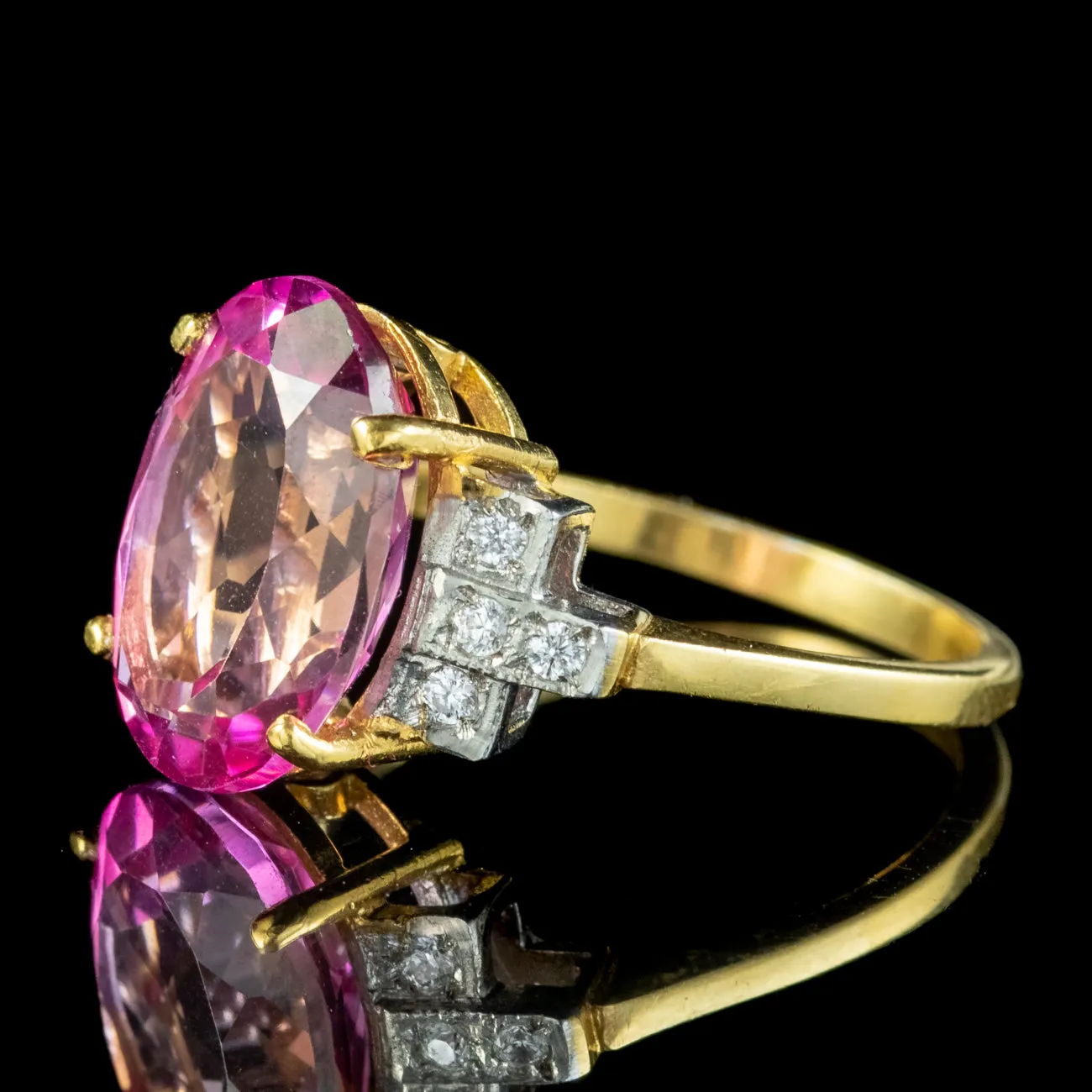 Art Deco Style Pink Topaz Cz Cocktail Ring 6ct Topaz