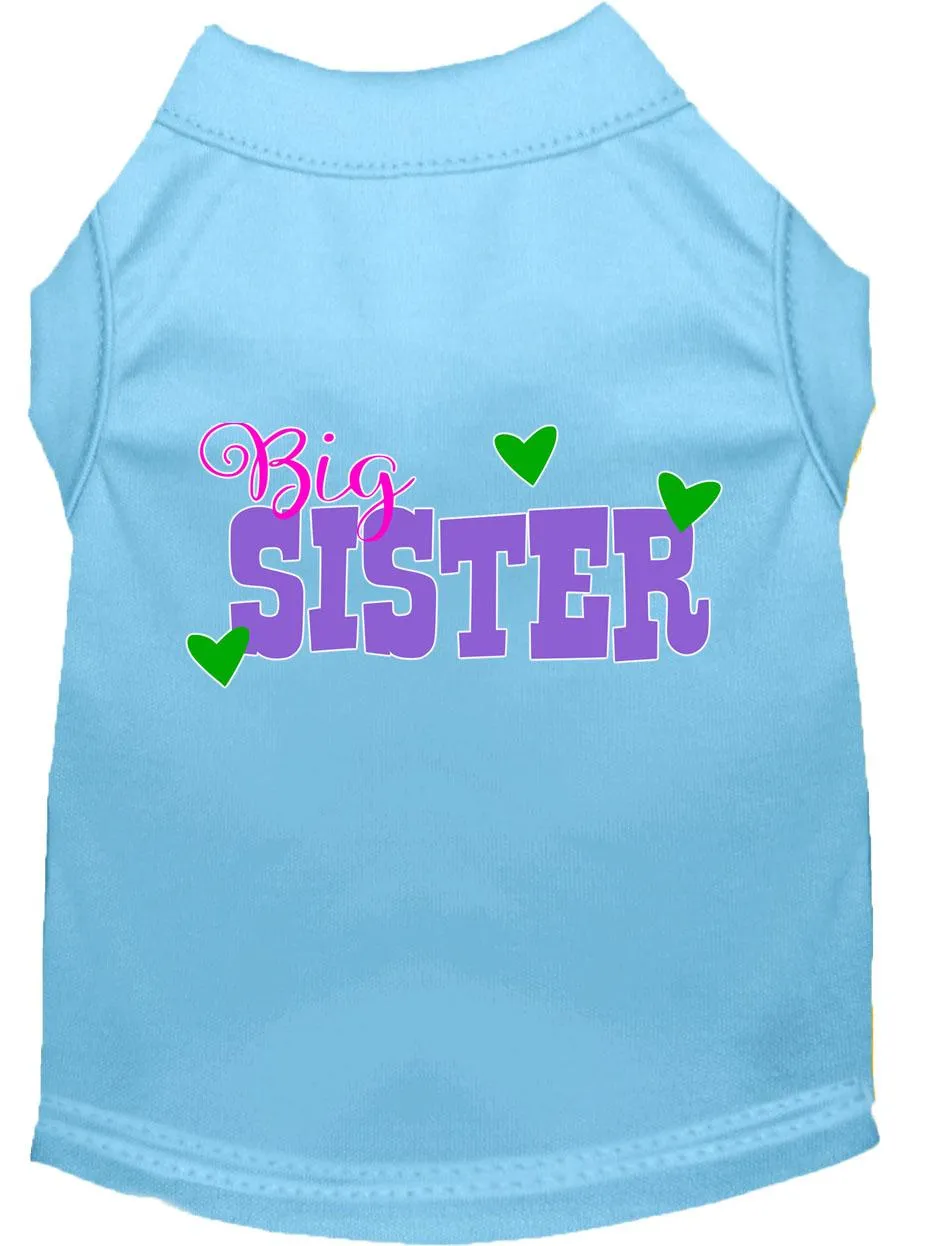 Big Sister Screen Print Dog Shirt Baby Blue Med