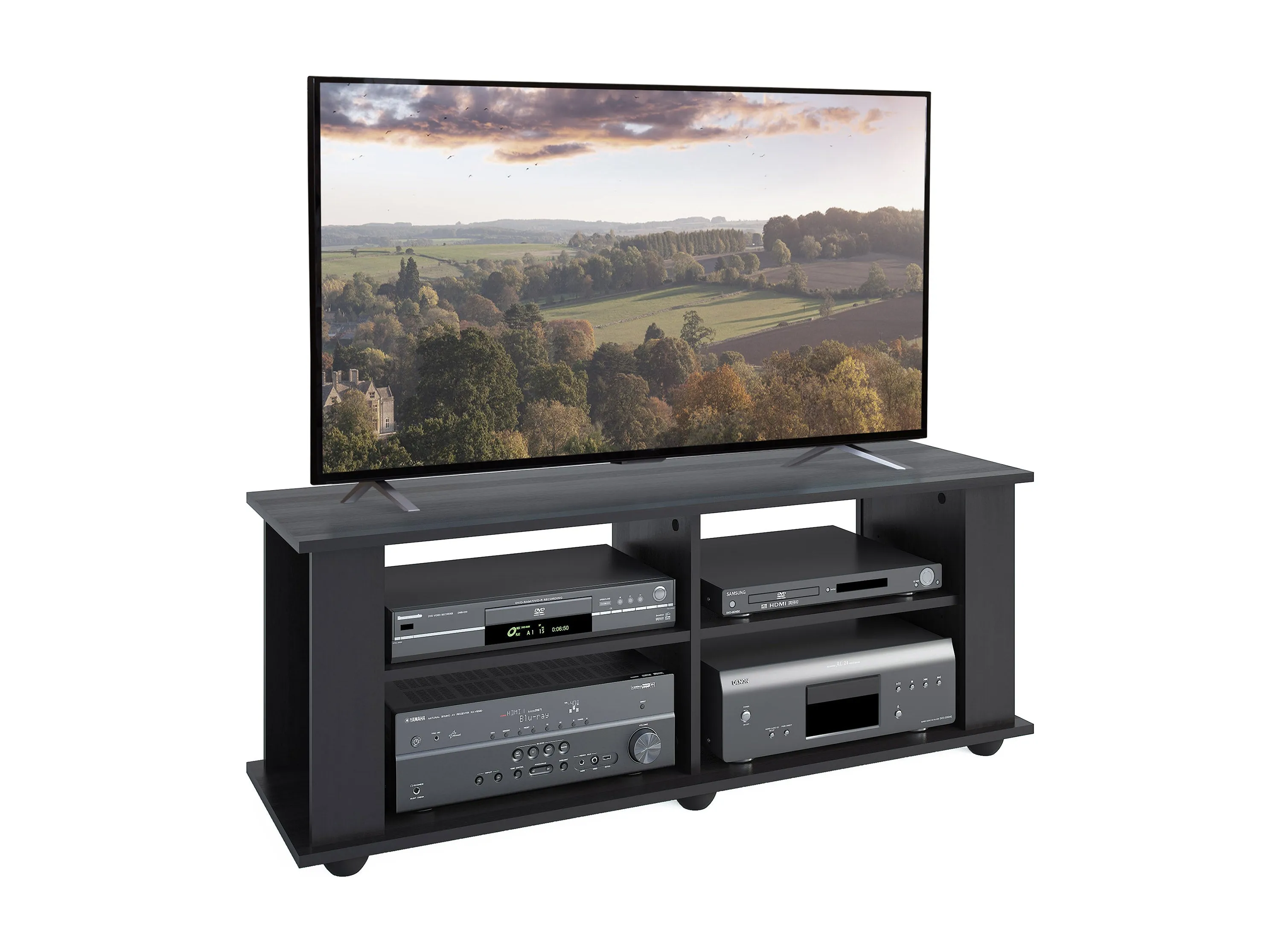 Black Wooden TV Stand, TVs up to 55"