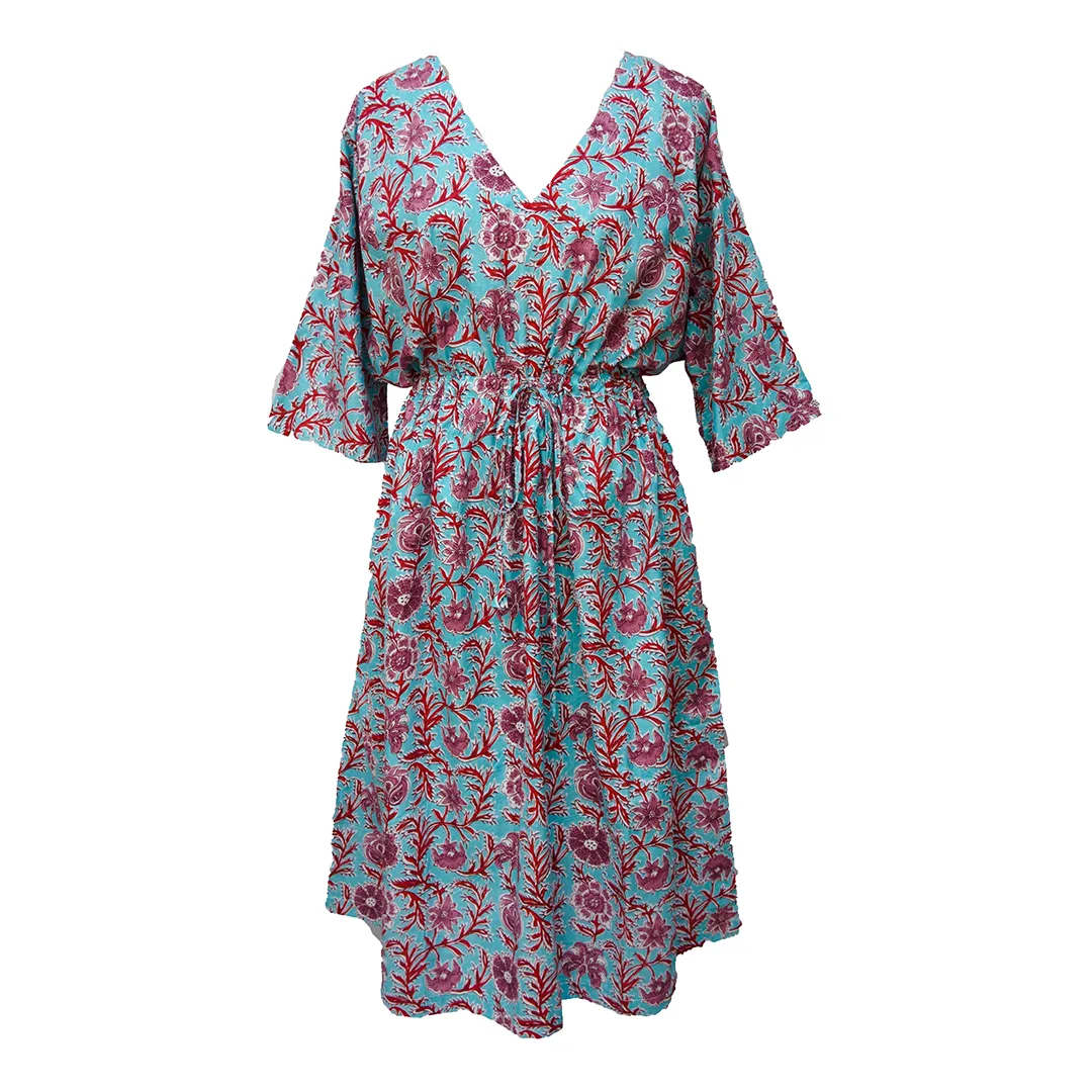 Blue Floral Cotton Maxi Dress UK Size 18-32 M113