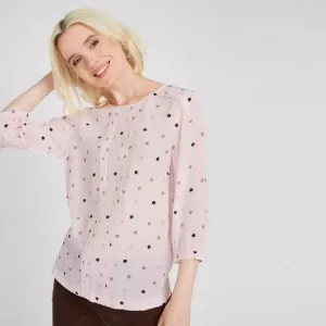 Blush Mini Spot Jacquard Blouse