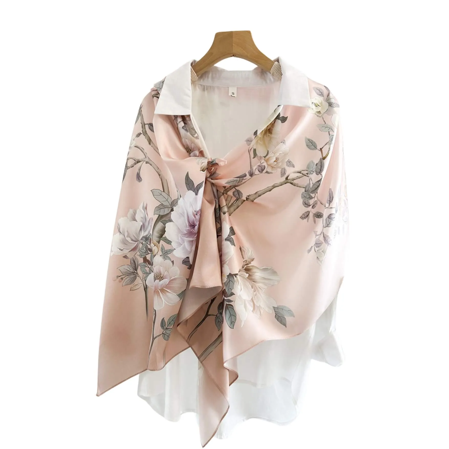 Blush Peony Pure Mulberry Silk Extra Large Long Scarf