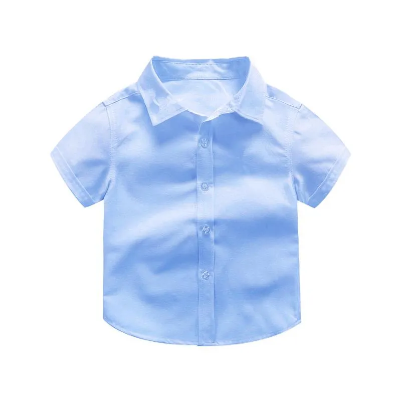 Boys' Premium Short Sleeve Blue Dress Shirt