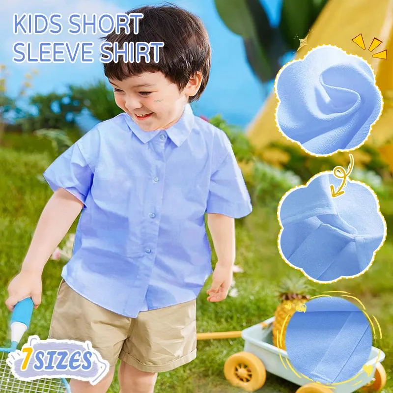 Boys' Premium Short Sleeve Blue Dress Shirt