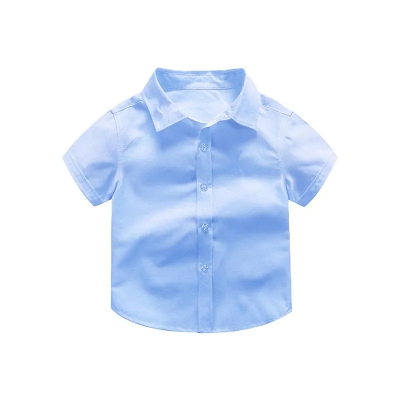 Boys' Premium Short Sleeve Blue Dress Shirt