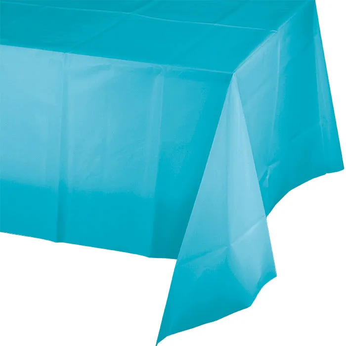 Bulk Bermuda Blue Plastic Table Covers (12 per Case)