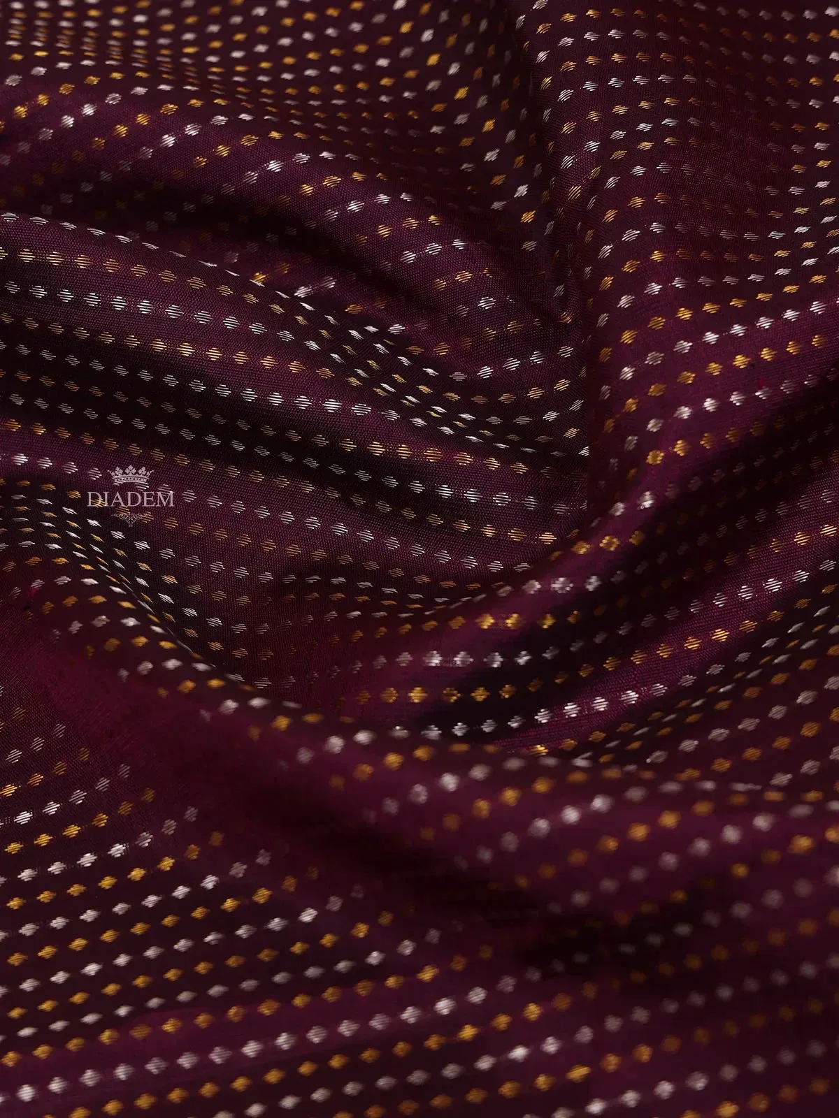 Burgandy Pure Kanchipuram Bridal Silk Saree with Stripes Floral Design on the Body with Zari Border