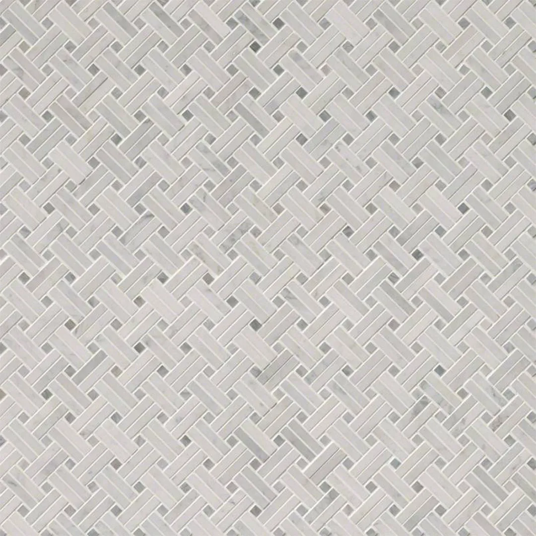 Carrara White and Gray Basketweave - Stone Tile