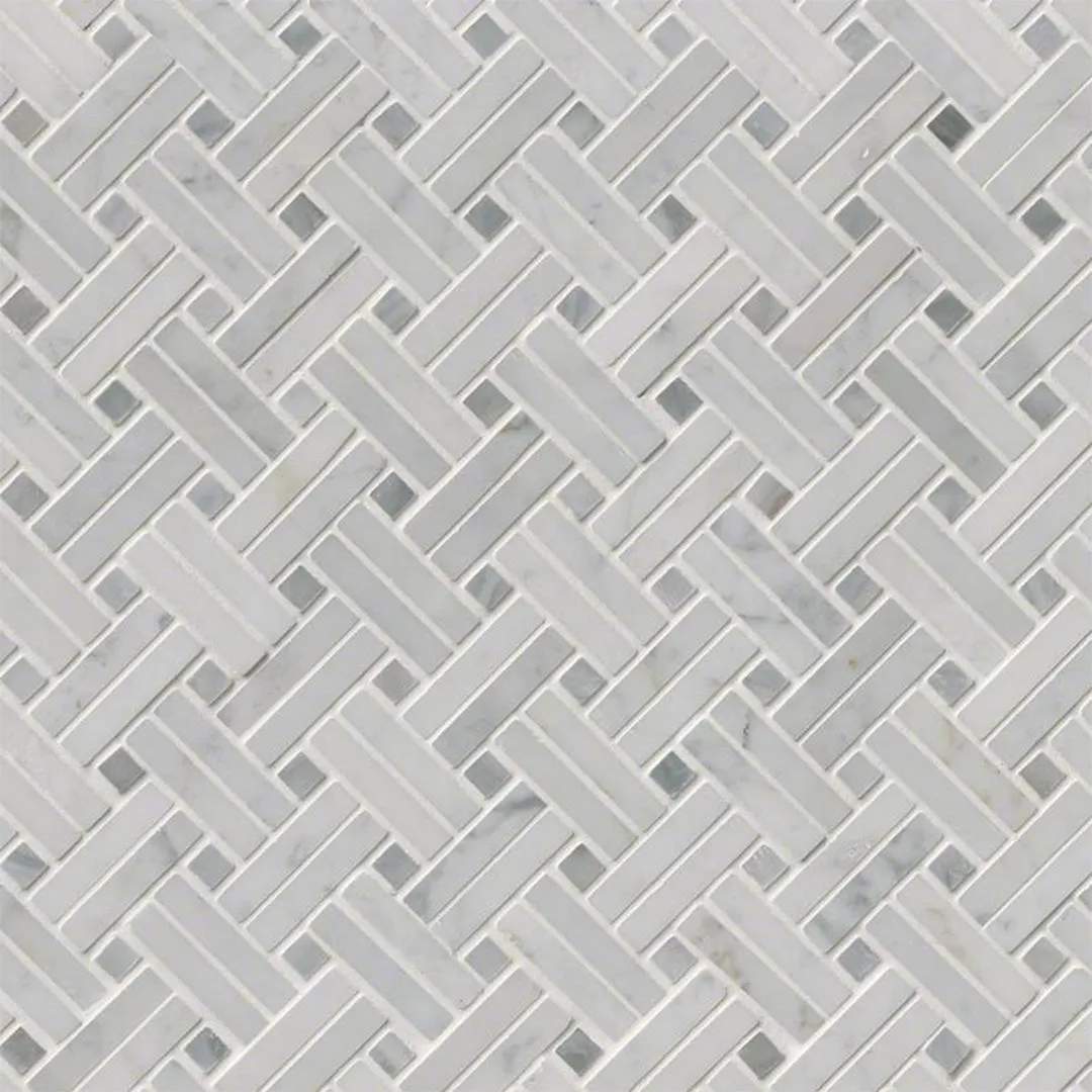 Carrara White and Gray Basketweave - Stone Tile