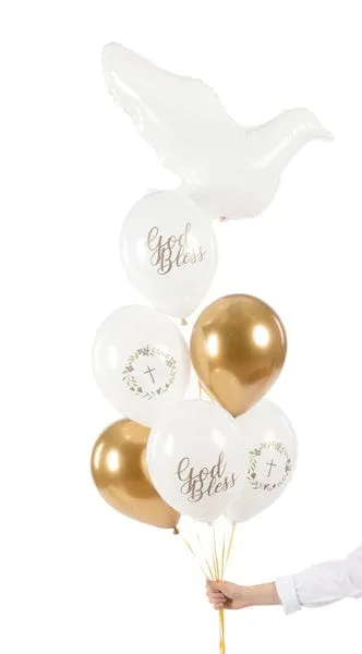 Christening Balloons - God Bless Assorted Latex Balloons x 6