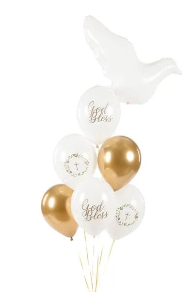 Christening Balloons - God Bless Assorted Latex Balloons x 6