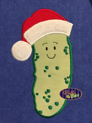 Christmas Pickle with Santa Hat Machine Applique Embroidery Design