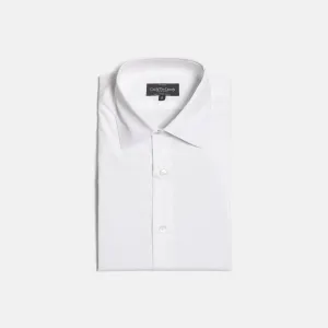 Classic Collar, Single Cuff Shirt in White Poplin