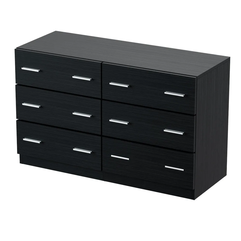 Contemporary 6 Chest of Drawers, Spacious Black - Artiss