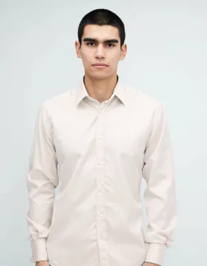 Cream Double Cuff Kent Collar Shirt