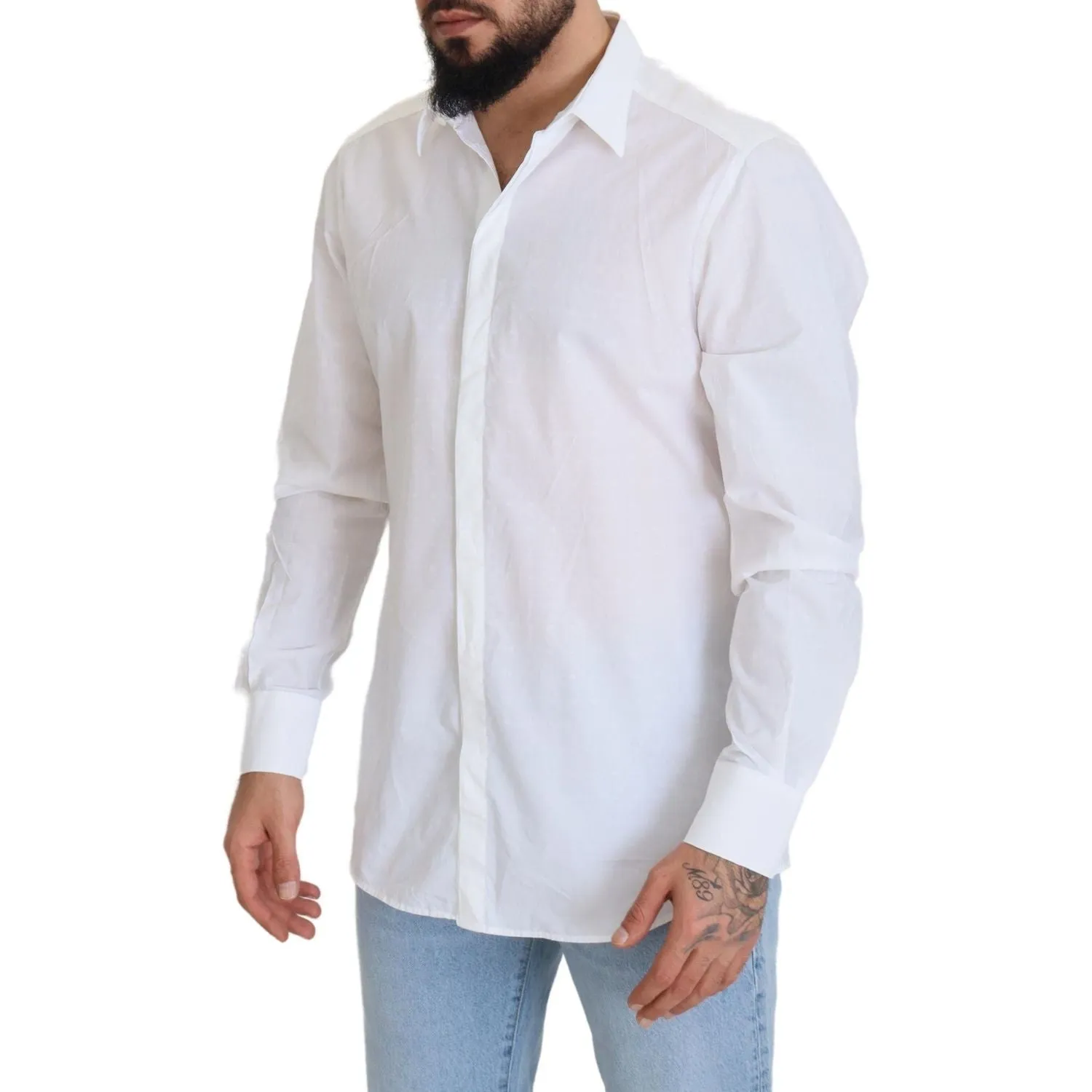 Dolce & Gabbana Elegance Reimagined White Cotton Dress Shirt