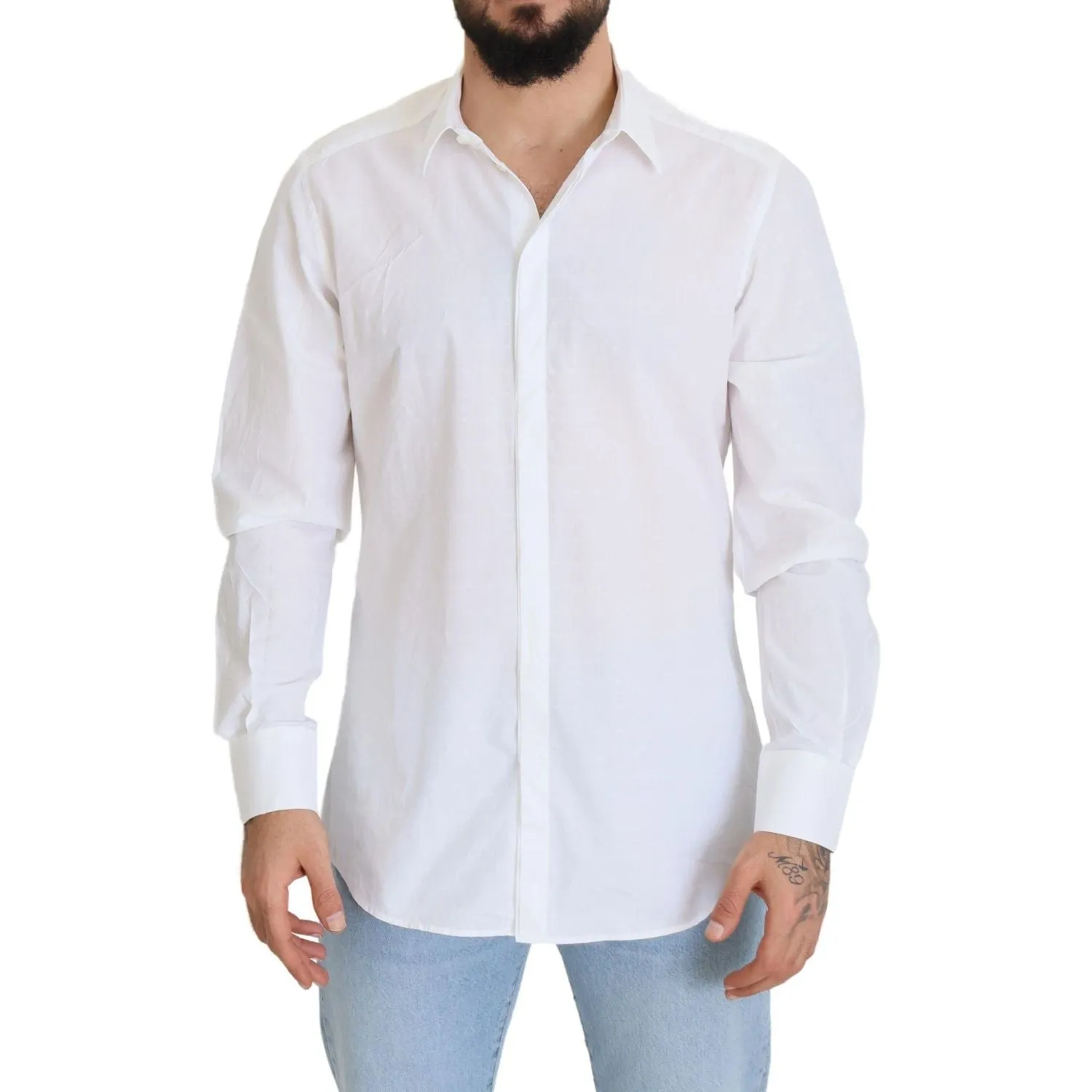 Dolce & Gabbana Elegance Reimagined White Cotton Dress Shirt