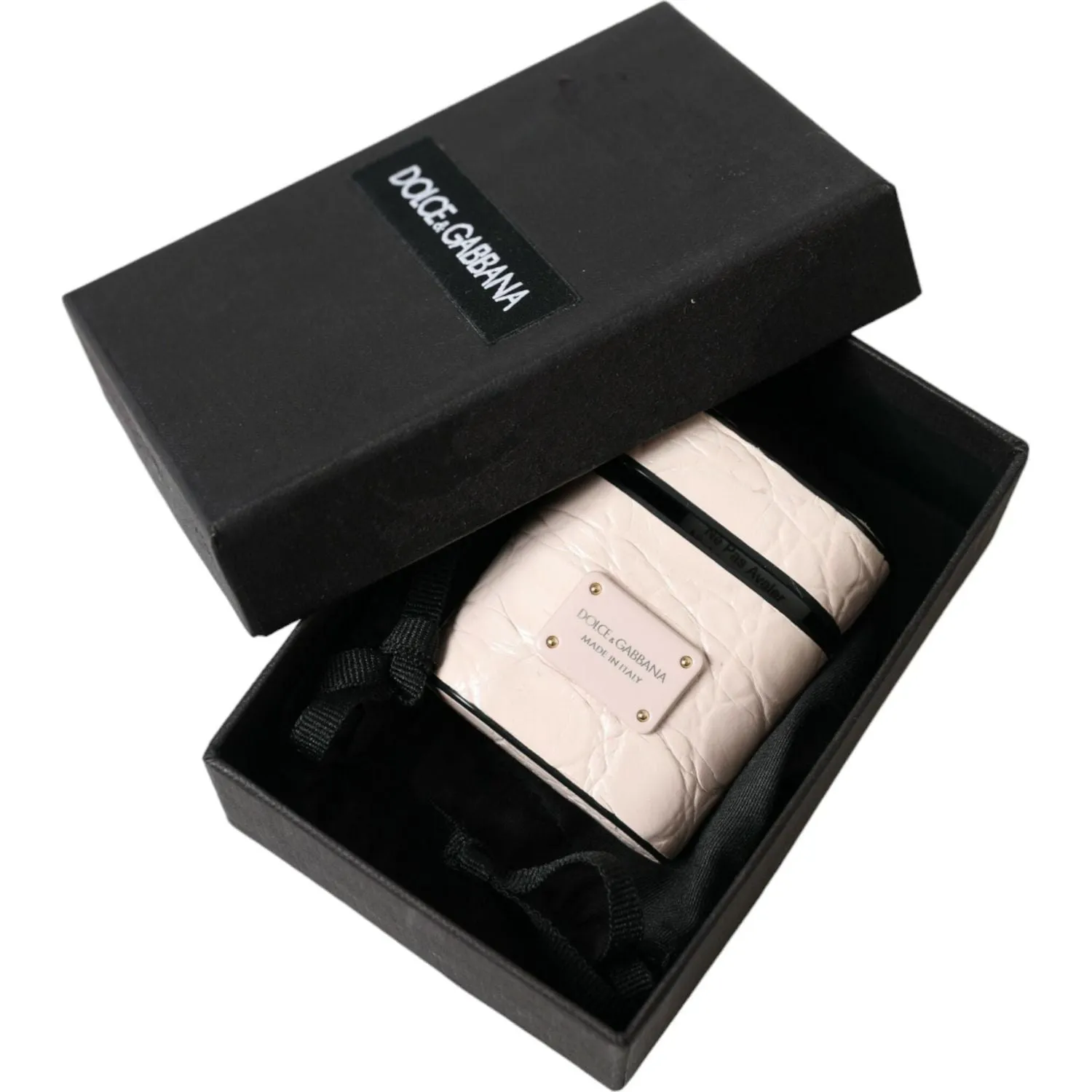 Dolce & Gabbana Elegant Light Pink Leather Airpod Case