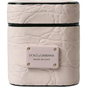 Dolce & Gabbana Elegant Light Pink Leather Airpod Case