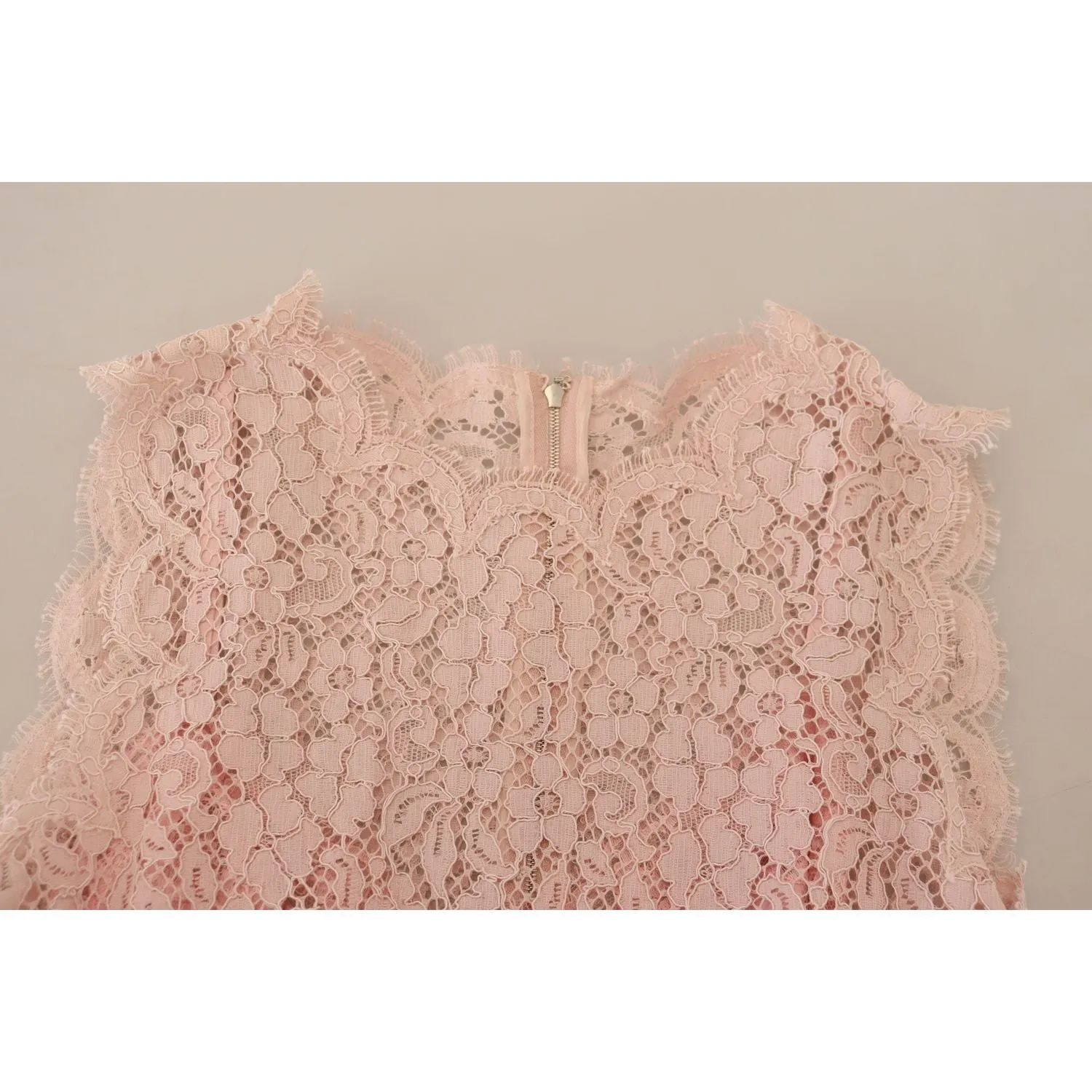 Dolce & Gabbana Elegant Sheer Lace Sleeveless Blouse in Pink