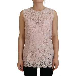 Dolce & Gabbana Elegant Sheer Lace Sleeveless Blouse in Pink