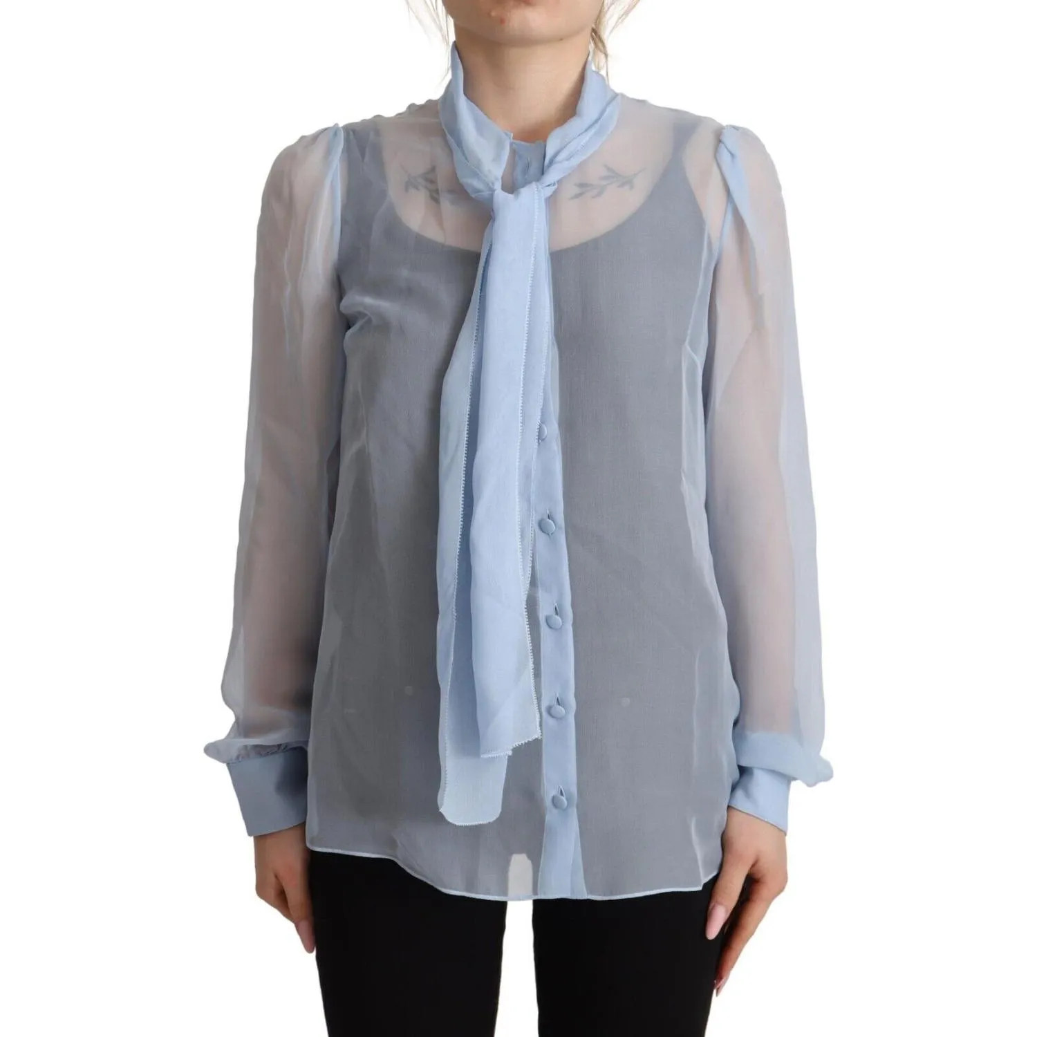 Dolce & Gabbana Elegant Silk Ascot Collar Blouse