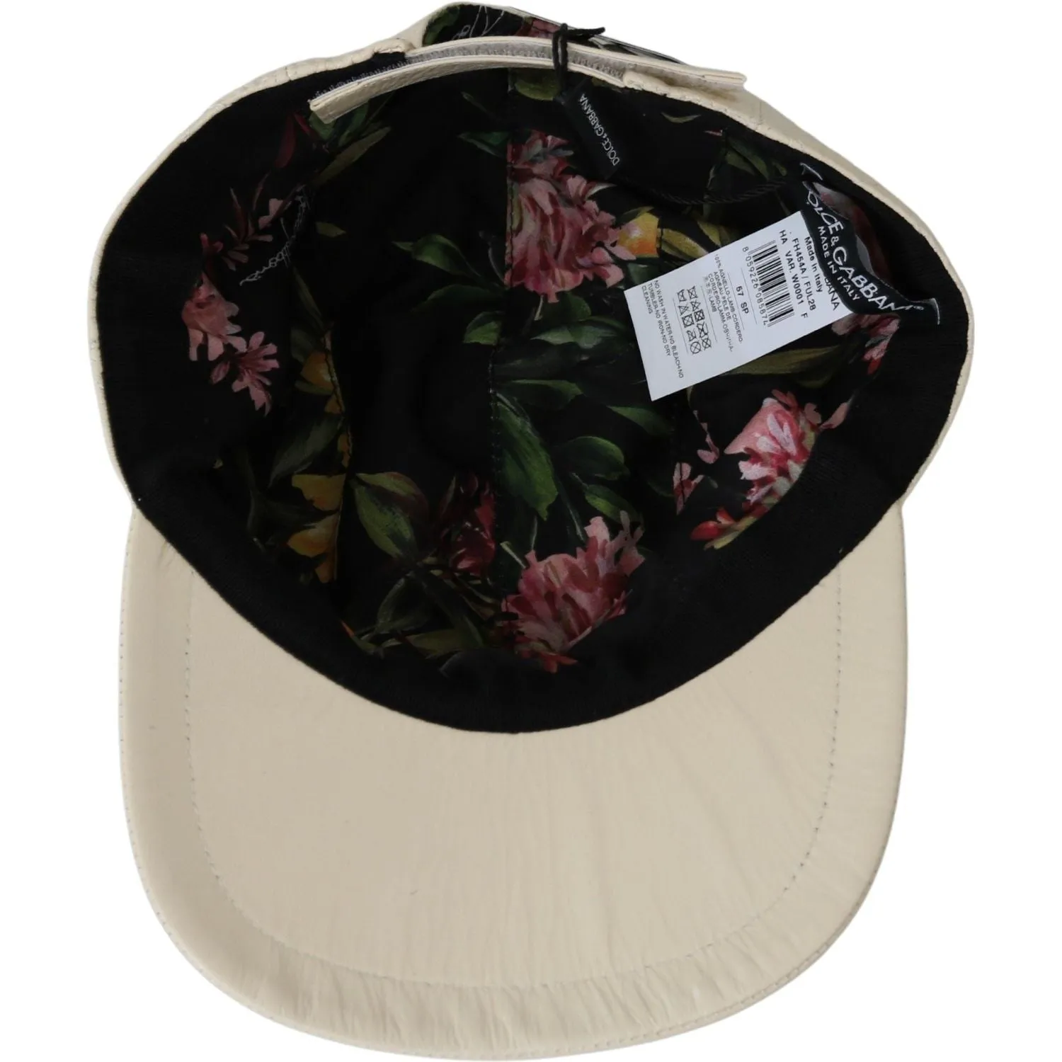 Dolce & Gabbana Elegant White Lambskin Leather Baseball Cap