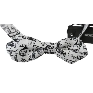 Dolce & Gabbana Elegant White Silk Bow Tie for Sophisticated Evenings