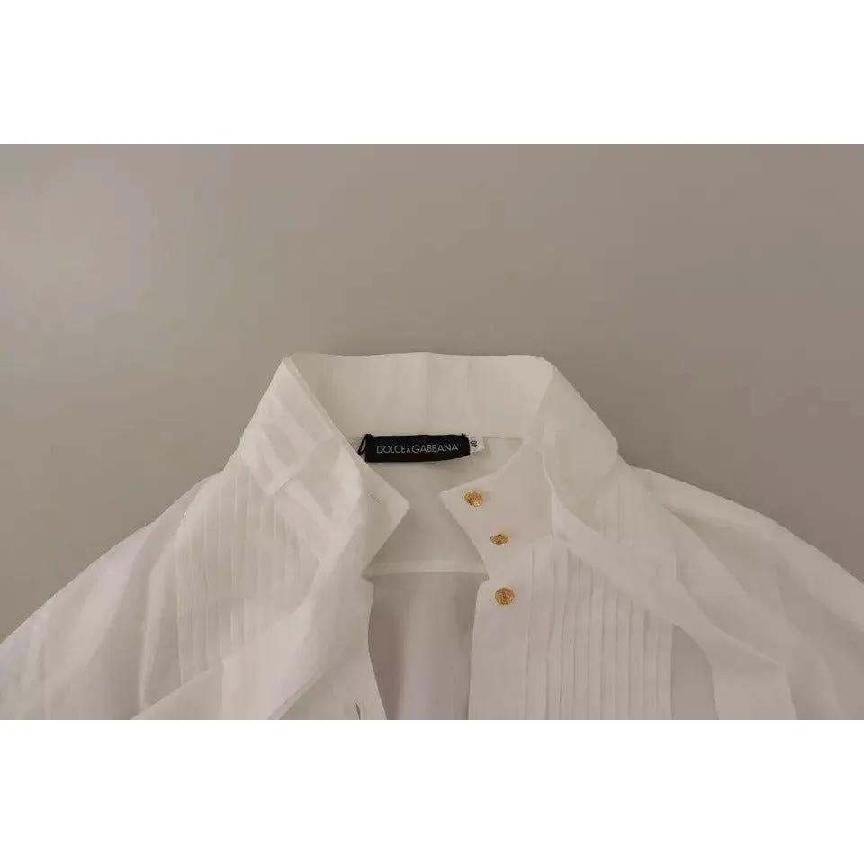 Dolce & Gabbana White Cotton Collared Long Sleeves Formal Shirt Top