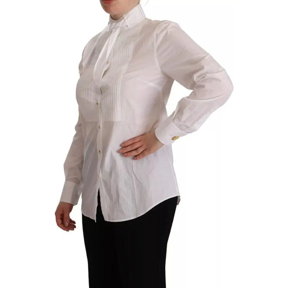 Dolce & Gabbana White Cotton Collared Long Sleeves Formal Shirt Top