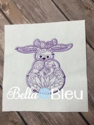 Easter Bunny Rabbit machine embroidery colorwork design