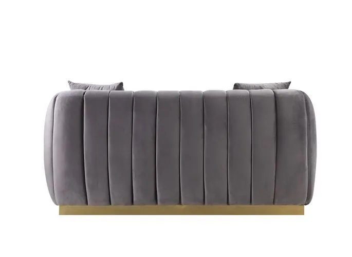 Elchanon - Loveseat - Gray Velvet & Gold Finish