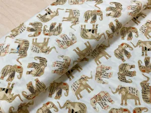 Elephant Postcards Combed Cotton Poplin