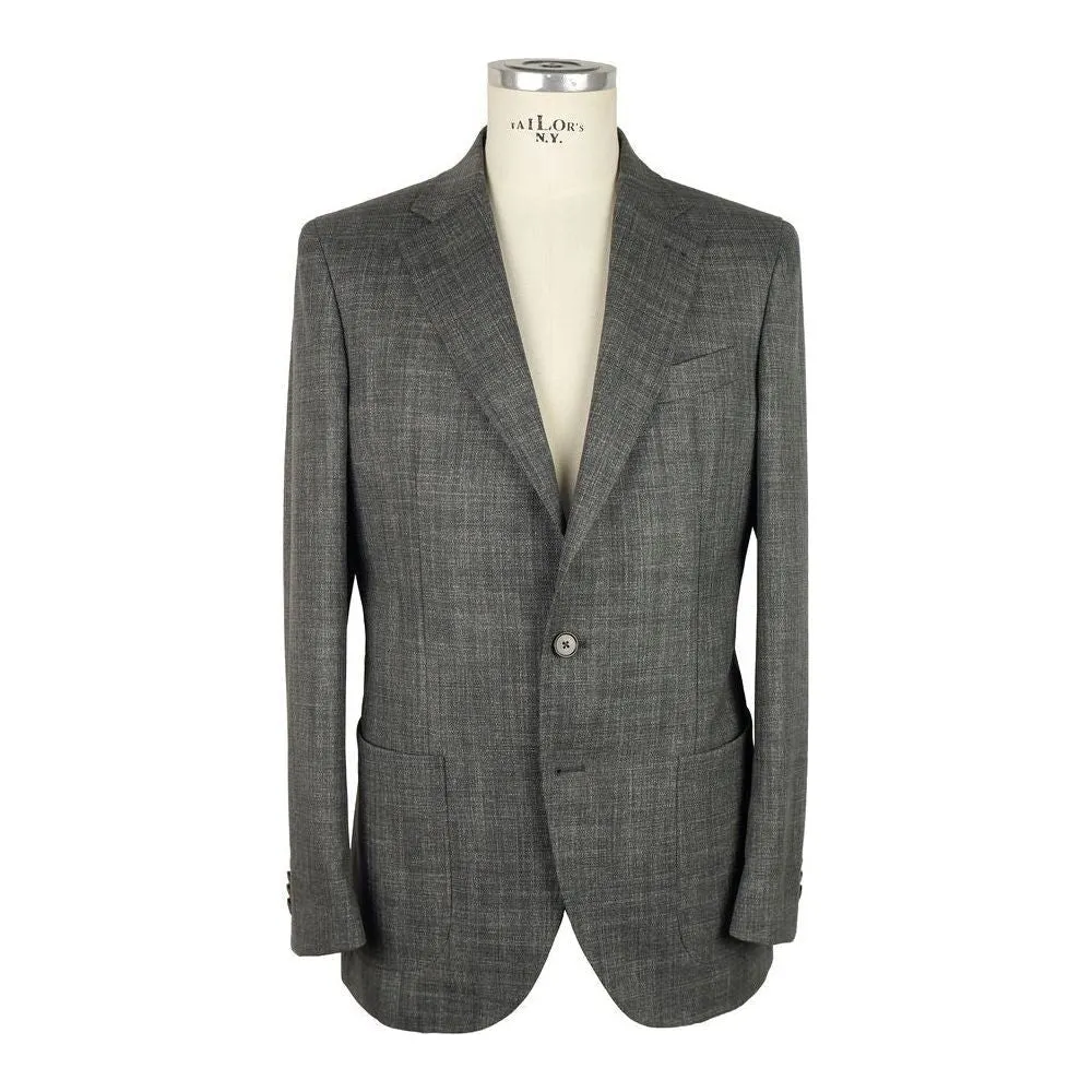 Emilio Romanelli Gray Wool Men Jacket