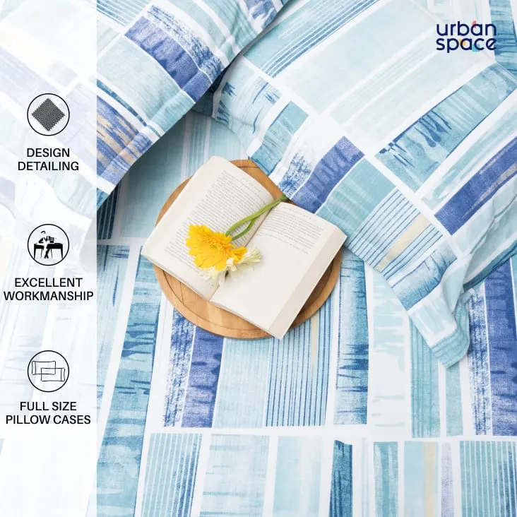 Fitted King Size Cotton Bedsheet - Skyscrapper Blue