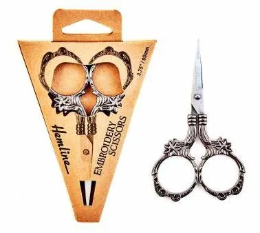 Floral Design Embroidery Scissors - Gun Metal Black