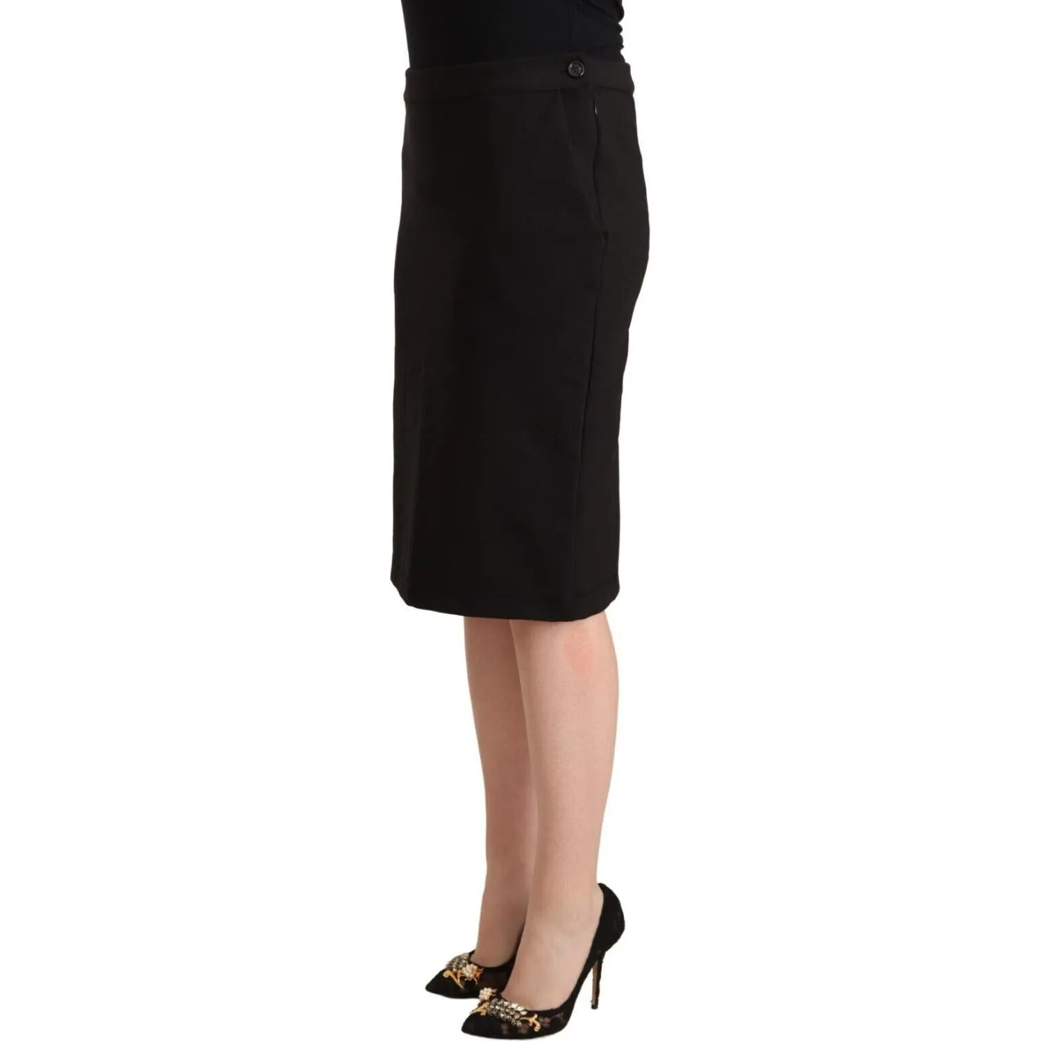 GF Ferre Chic Black Pencil Skirt Knee Length