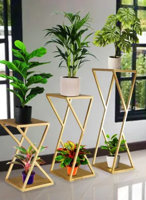 GOLDEN PLANTER SET OF 3 ZEDY