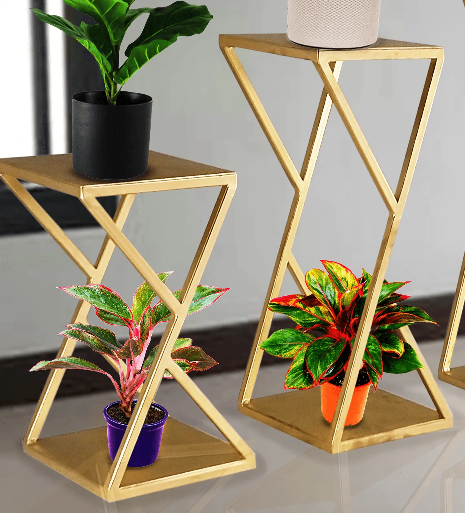 GOLDEN PLANTER SET OF 3 ZEDY