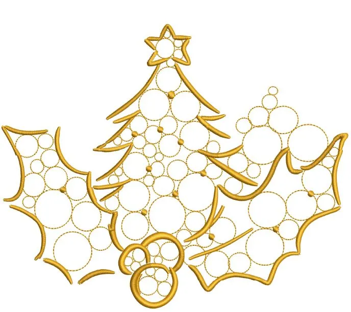 Golden Tree & Holly Christmas Design