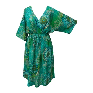 Green Teardrops Cotton Maxi Dress UK Size 18-32 M142